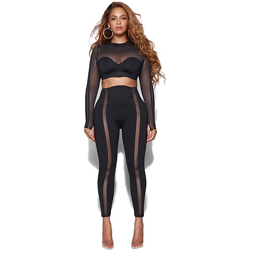 Ivy Park x Adidas Sheer Mesh Cropped Long Sleeve Top